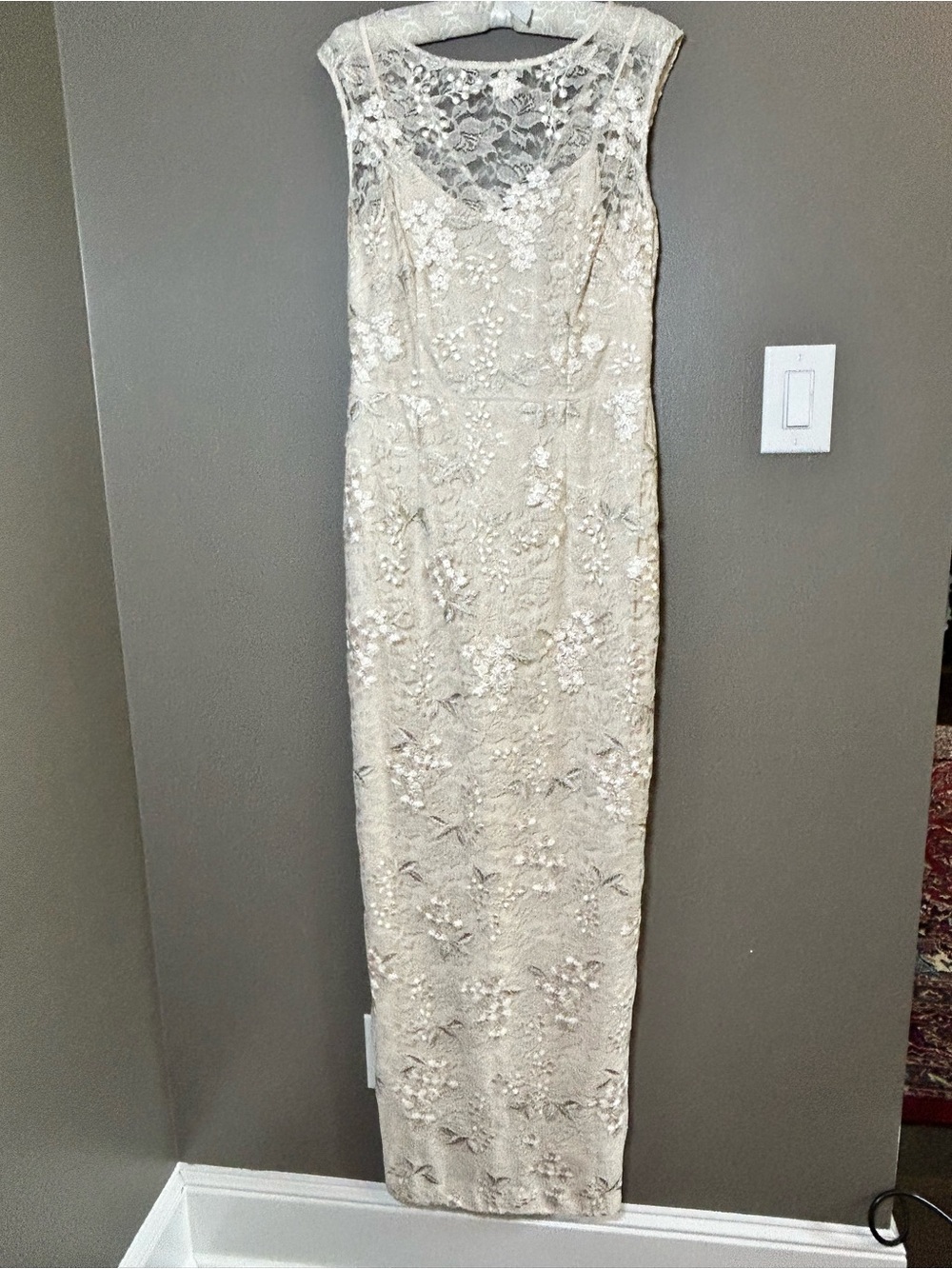 Ralph Lauren Ivory Floral Lace Evening Gown S 4